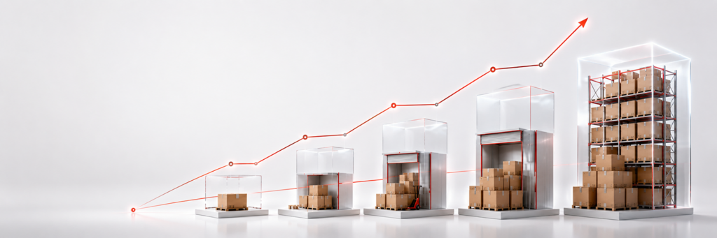 Aden Fulfillment warehouse scaling and pay-as-you-go pricing illustration