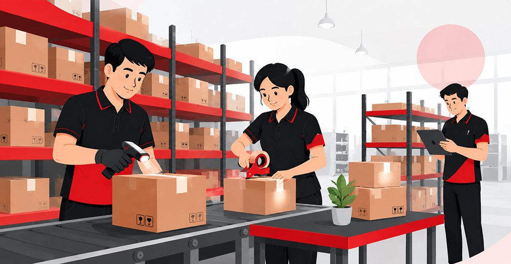 Aden warehouse team working together